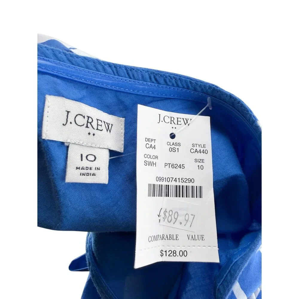 J. Crew Factory Women's One Shoulder Floral Midi Dress Blue Size 10 NWT